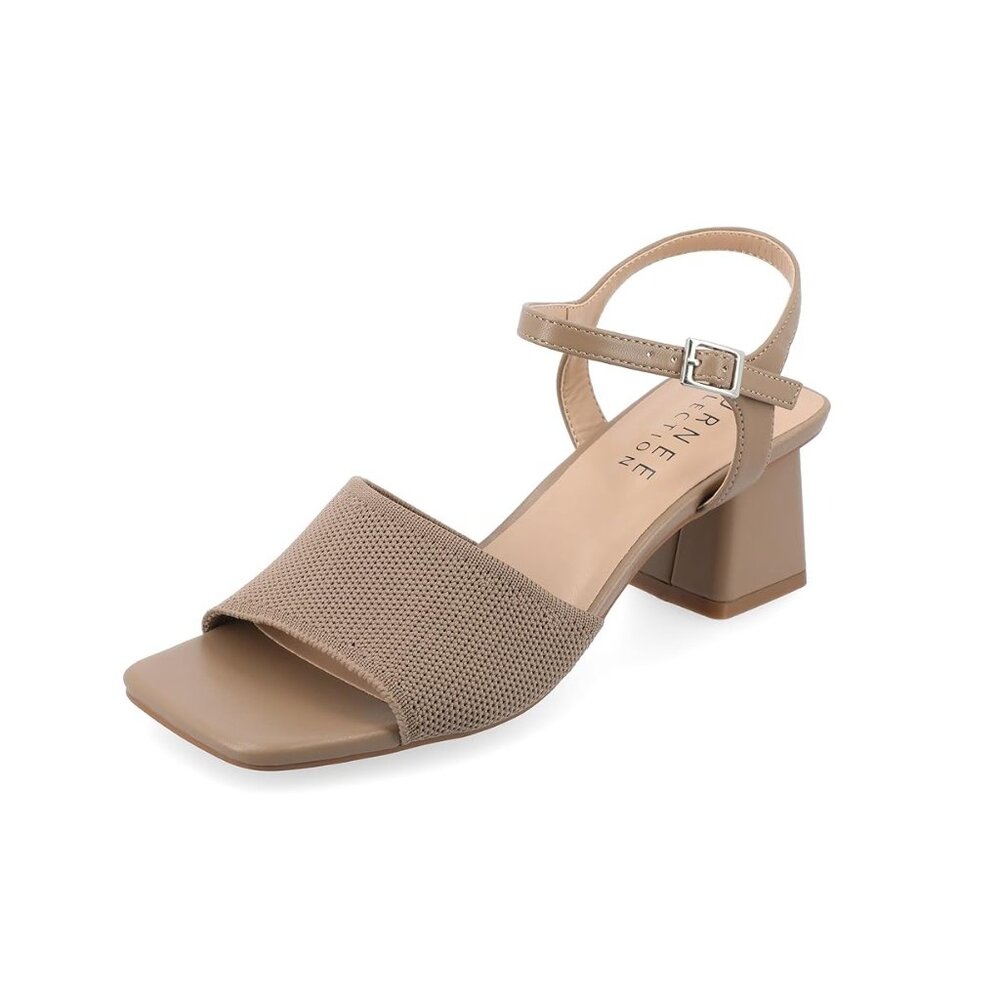 NiB Journee Women's Evylinn Open Toe Block Heel Sandal Taupe Size 9 W $80 RY1266